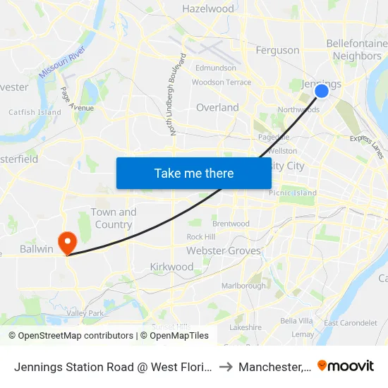Jennings Station Road @ West Florissant Sb to Manchester, MO map
