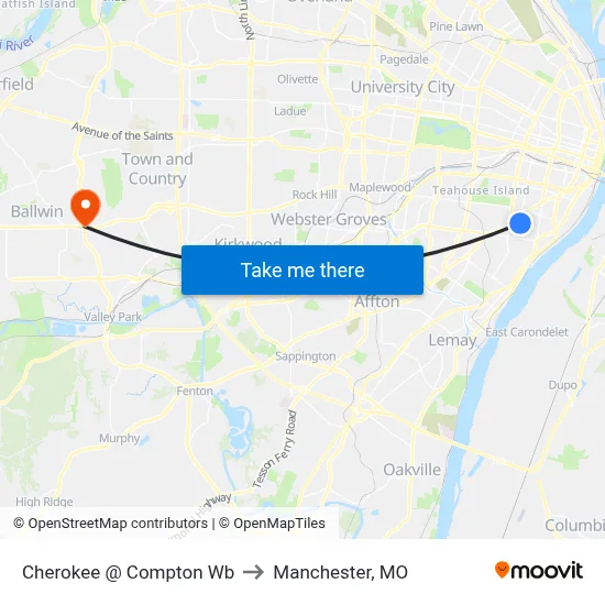 Cherokee @ Compton Wb to Manchester, MO map