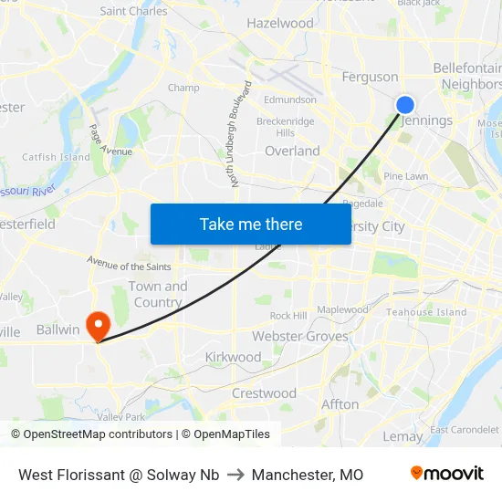 West Florissant @ Solway Nb to Manchester, MO map