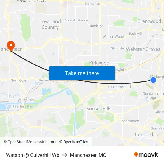 Watson @ Culverhill Wb to Manchester, MO map