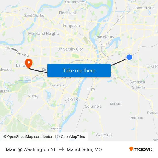 Main @ Washington Nb to Manchester, MO map