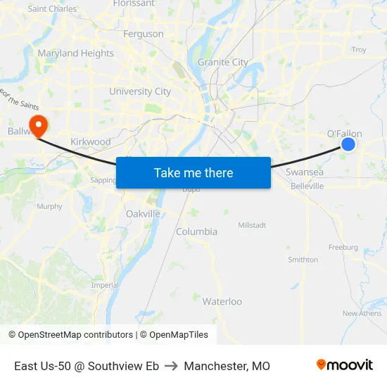 East Us-50 @ Southview Eb to Manchester, MO map