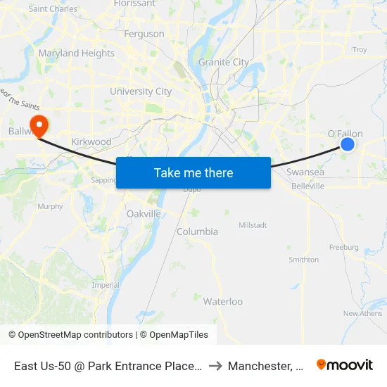 East Us-50 @ Park Entrance Place Eb to Manchester, MO map