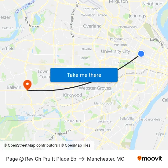 Page @ Rev Gh Pruitt Place Eb to Manchester, MO map