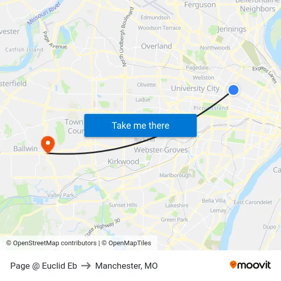Page @ Euclid Eb to Manchester, MO map