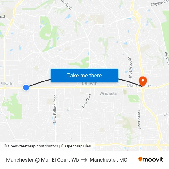 Manchester @ Mar-El Court Wb to Manchester, MO map