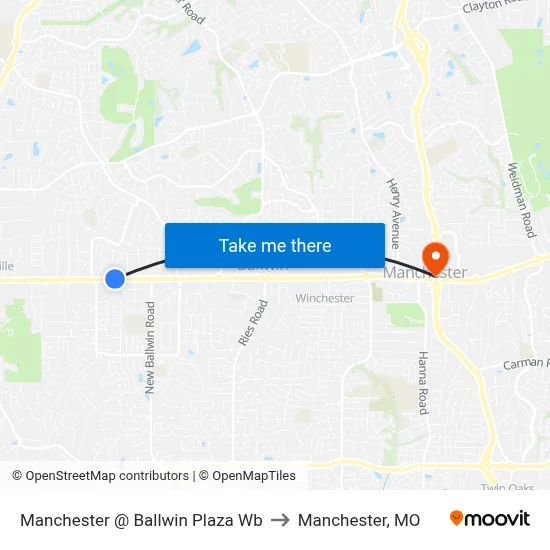 Manchester @ Ballwin Plaza Wb to Manchester, MO map