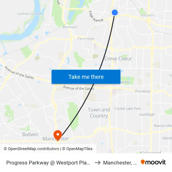 Progress Parkway @ Westport Plaza Nb to Manchester, MO map