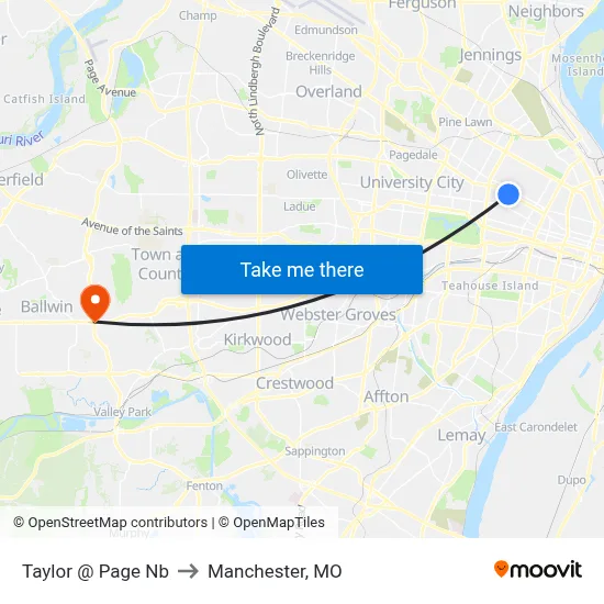 Taylor @ Page Nb to Manchester, MO map