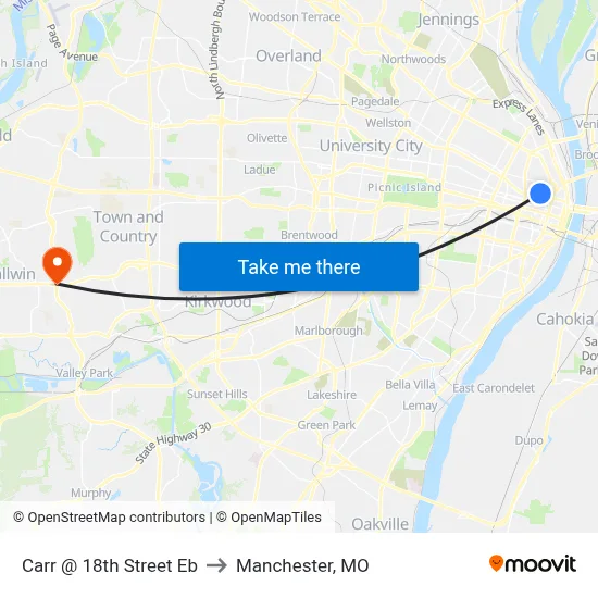 Carr @ 18th Street Eb to Manchester, MO map