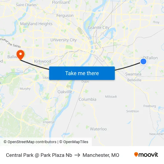 Central Park @ Park Plaza Nb to Manchester, MO map