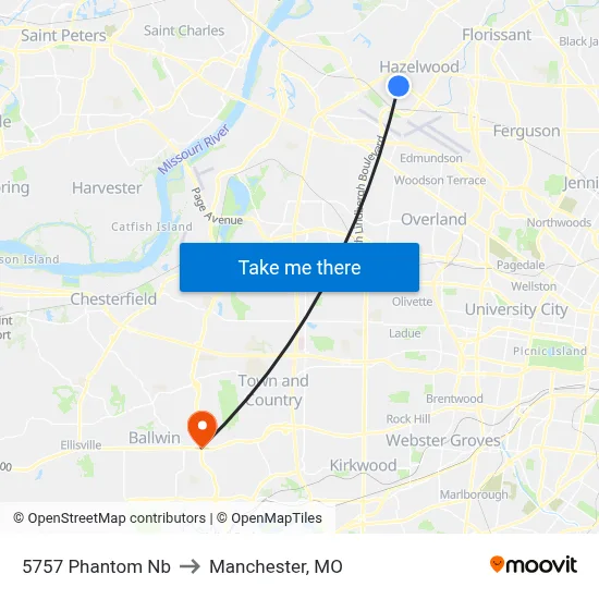 5757 Phantom Nb to Manchester, MO map