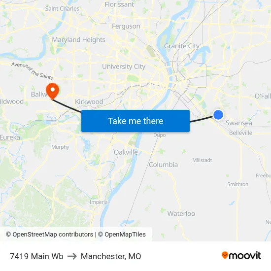 7419 Main Wb to Manchester, MO map