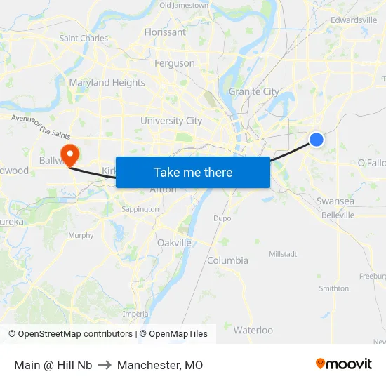 Main @ Hill Nb to Manchester, MO map