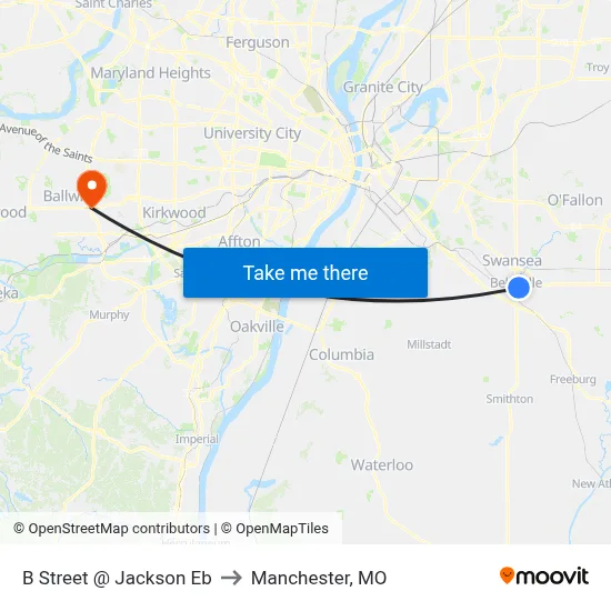 B Street @ Jackson Eb to Manchester, MO map