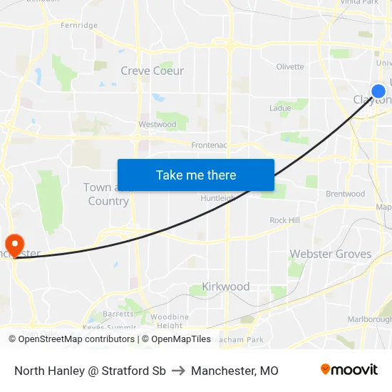 North Hanley @ Stratford Sb to Manchester, MO map