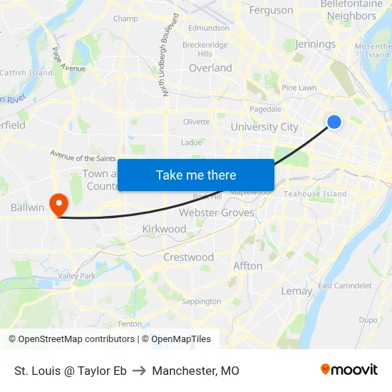 St. Louis @ Taylor Eb to Manchester, MO map