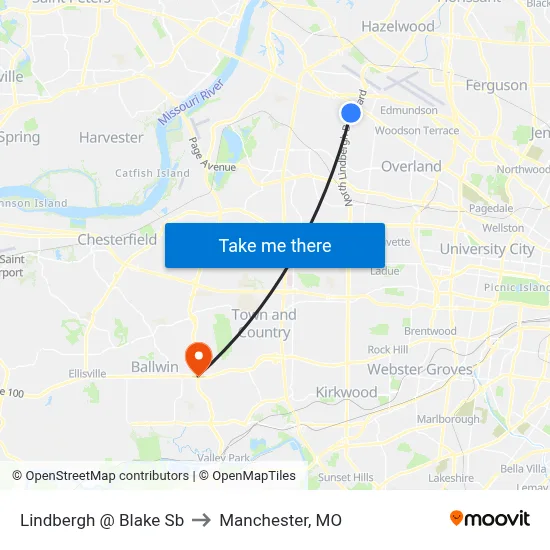 Lindbergh @ Blake Sb to Manchester, MO map