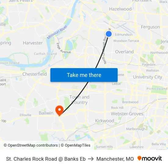 St. Charles Rock Road @ Banks Eb to Manchester, MO map