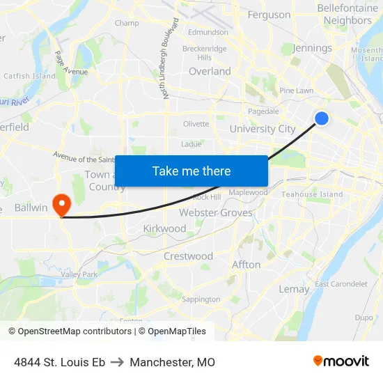 4844 St. Louis Eb to Manchester, MO map