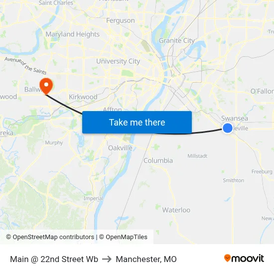 Main @ 22nd Street Wb to Manchester, MO map
