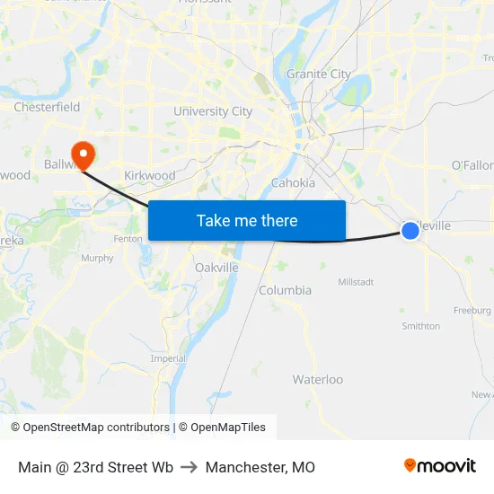 Main @ 23rd Street Wb to Manchester, MO map