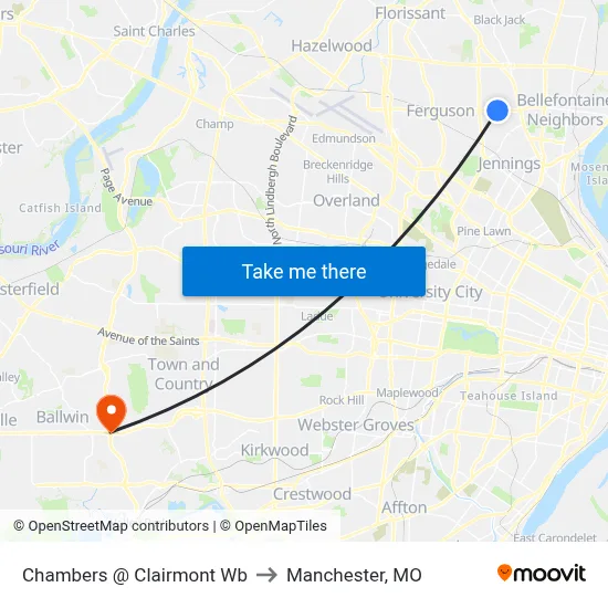 Chambers @ Clairmont Wb to Manchester, MO map