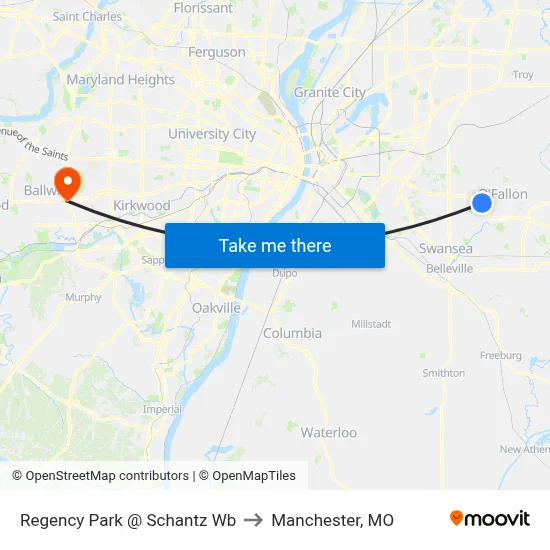 Regency Park @ Schantz Wb to Manchester, MO map