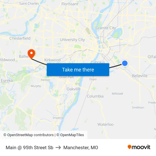 Main @ 95th Street Sb to Manchester, MO map