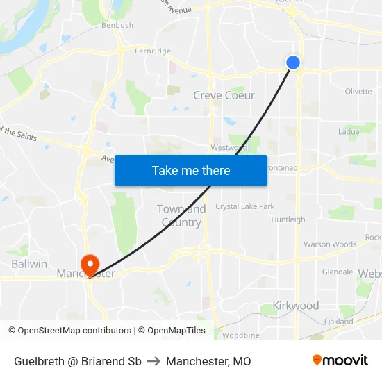 Guelbreth @ Briarend Sb to Manchester, MO map