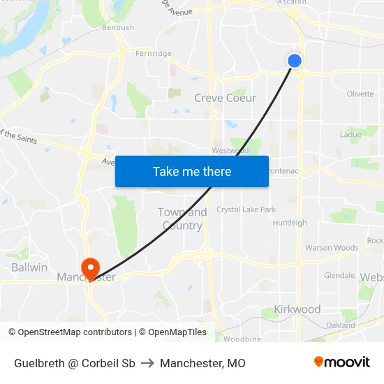 Guelbreth @ Corbeil Sb to Manchester, MO map