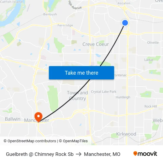 Guelbreth @ Chimney Rock Sb to Manchester, MO map