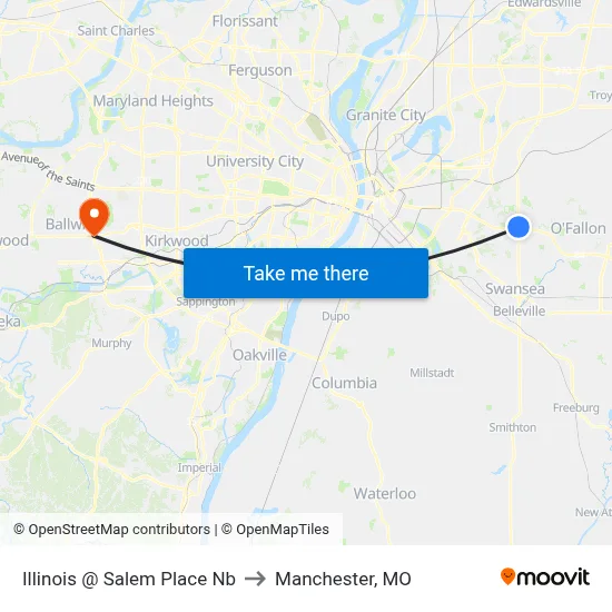 Illinois @ Salem Place Nb to Manchester, MO map