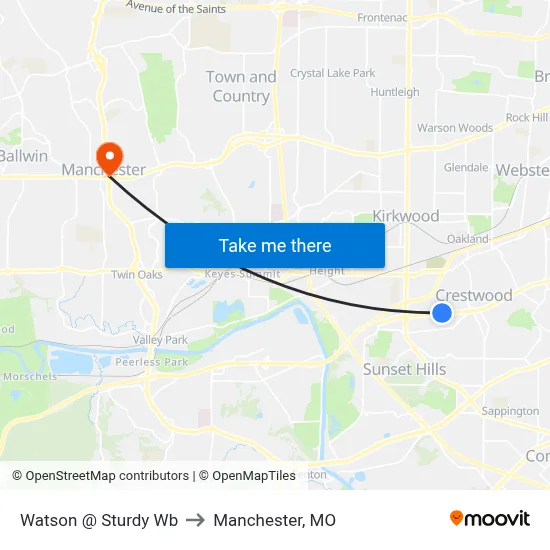 Watson @ Sturdy Wb to Manchester, MO map