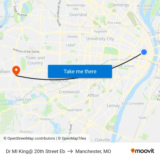 Dr Ml King@ 20th Street Eb to Manchester, MO map