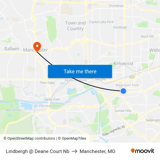 Lindbergh @ Deane Court Nb to Manchester, MO map