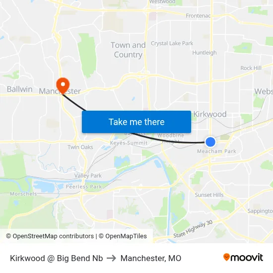 Kirkwood @ Big Bend Nb to Manchester, MO map