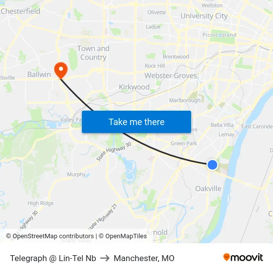Telegraph @ Lin-Tel Nb to Manchester, MO map