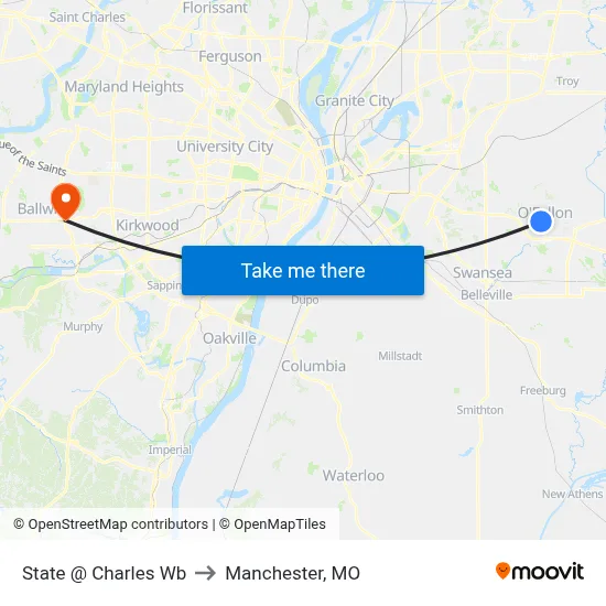 State @ Charles Wb to Manchester, MO map