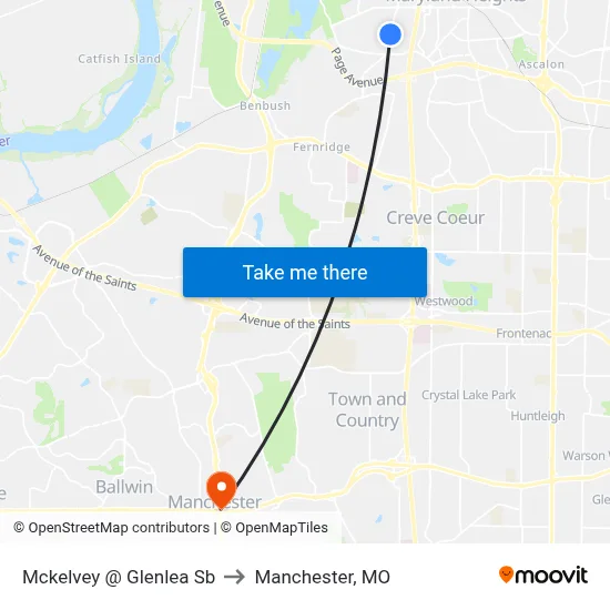 Mckelvey @ Glenlea Sb to Manchester, MO map