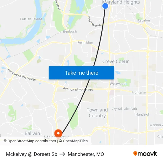 Mckelvey @ Dorsett Sb to Manchester, MO map