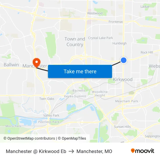 Manchester @ Kirkwood Eb to Manchester, MO map