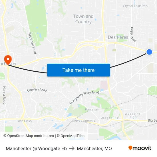 Manchester @ Woodgate Eb to Manchester, MO map