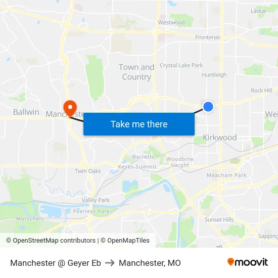 Manchester @ Geyer Eb to Manchester, MO map