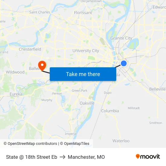 State @ 18th Street Eb to Manchester, MO map