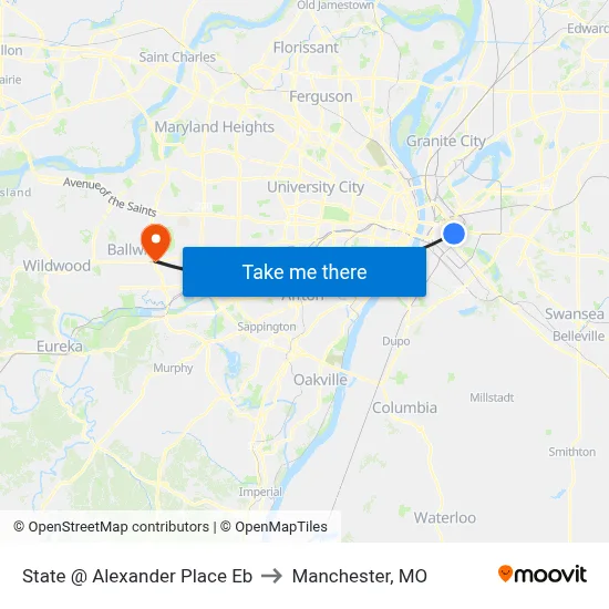 State @ Alexander Place Eb to Manchester, MO map