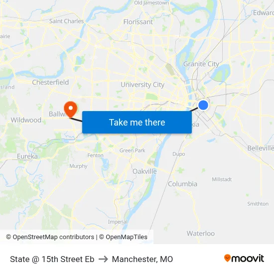 State @ 15th Street Eb to Manchester, MO map