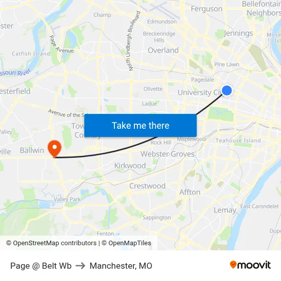 Page @ Belt Wb to Manchester, MO map