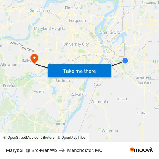 Marybell @ Bre-Mar Wb to Manchester, MO map