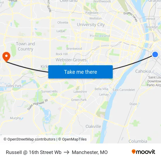 Russell @ 16th Street Wb to Manchester, MO map
